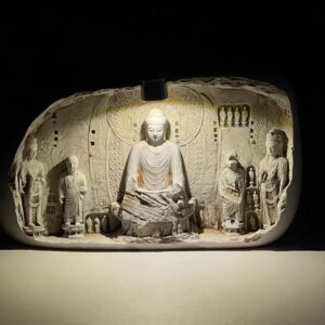 Dragon Gate Grottoes Light - Up Fridge Magnet - Replicated Buddha Niche Art, Illuminate Cultural Charm
