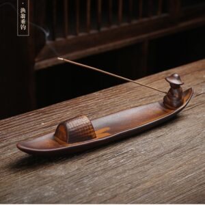 Zen - Style Ceramic Incense Holder with Fisherman Fishing Boat Design for Home Decor & Relaxation - Image 2