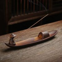 Zen - Style Ceramic Incense Holder with Fisherman Fishing Boat Design for Home Decor & Relaxation
