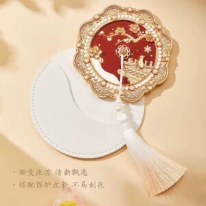 Exquisite Portable Makeup Mirror - Round with Snowy Forbidden City - Image 2