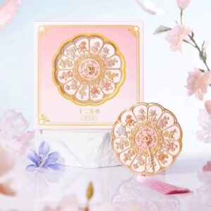 Exquisite Portable Makeup Mirror - Round with Twelve Flower Deities - Image 2