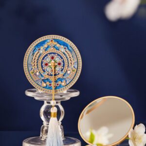 Exquisite Portable Makeup Mirror - Round with Whispers of flower - Image 2