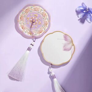 Exquisite Portable Makeup Mirror - Round with Cloud - like hair and Flower - like face - Image 2