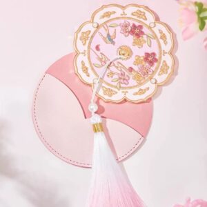 Exquisite Portable Makeup Mirror - Round with A charming face among the peach blossoms - Image 2