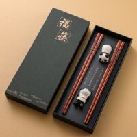 Traditional Chinese Chopstick Collections in Elegant Boxes with Decorative Figurines - Two Sets