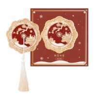 Exquisite Portable Makeup Mirror - Round with Snowy Forbidden City