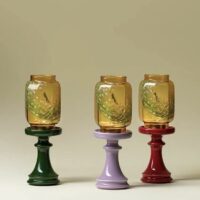 Oriental Aesthetic Dragonfly - Hand - Painted Glass Ceramic Candle Holder