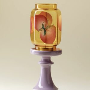 Oriental Peach - Patterned Glass Candle Holders - Image 2
