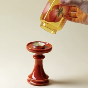 Oriental Peach - Patterned Glass Candle Holders - Image 3