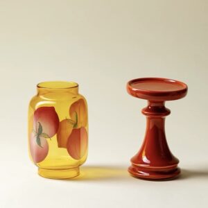 Oriental Peach - Patterned Glass Candle Holders - Image 4