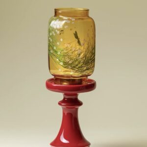 Oriental Aesthetic Dragonfly - Hand - Painted Glass Ceramic Candle Holder - Image 2
