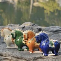 Tang Tri - Color Cute Horse Figurines: Traditional Art for Decor & Gift